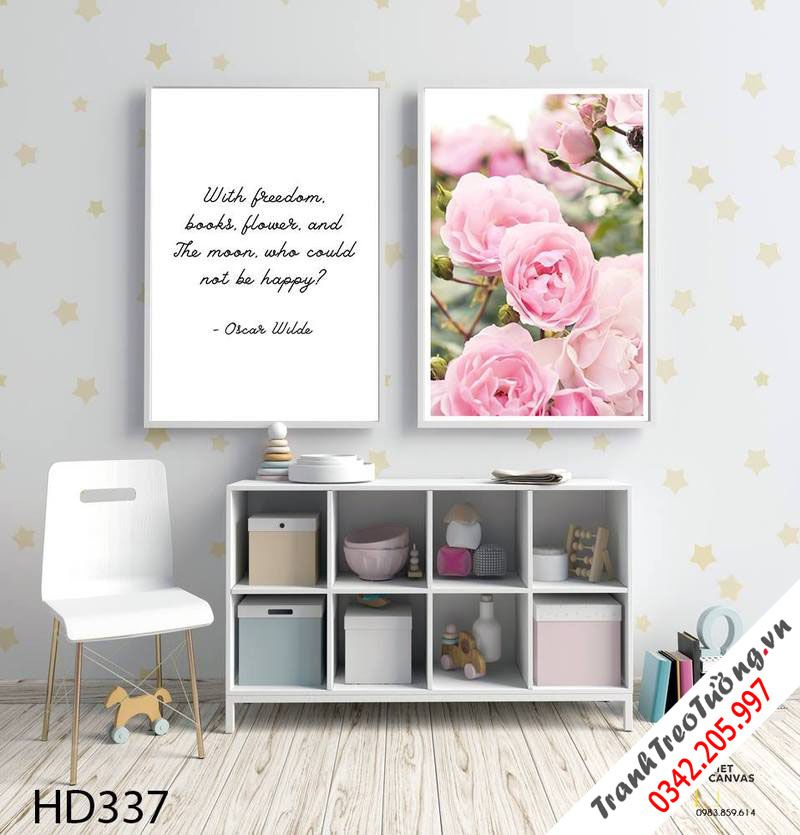 Bộ 2 Tranh Mẫu Đơn Và Quotes