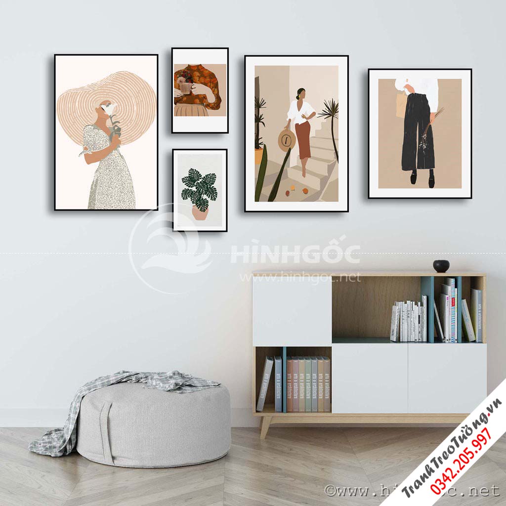 Tranh ghép nhiều bức cô gái nghệ thuật M18