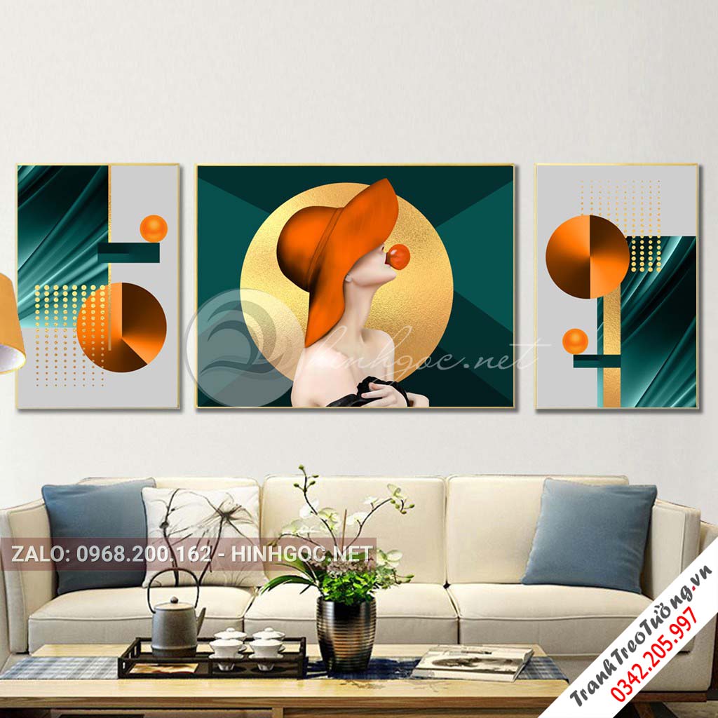 Bộ 3 bức tranh Cô gái đối xứng nghệ thuật M1