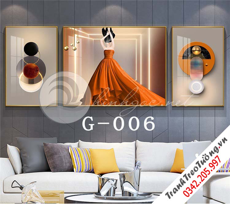 Bộ 3 bức tranh Cô gái đối xứng nghệ thuật M10