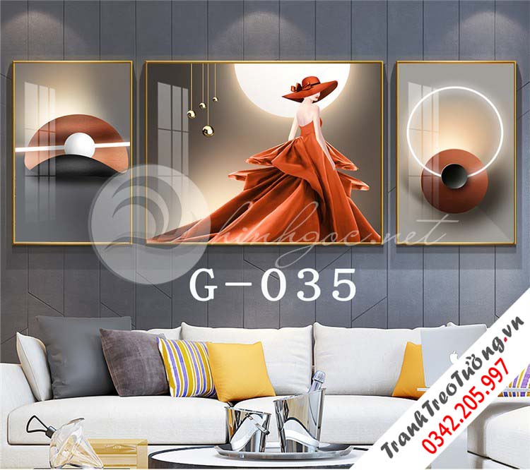 Bộ 3 bức tranh Cô gái đối xứng nghệ thuật M11