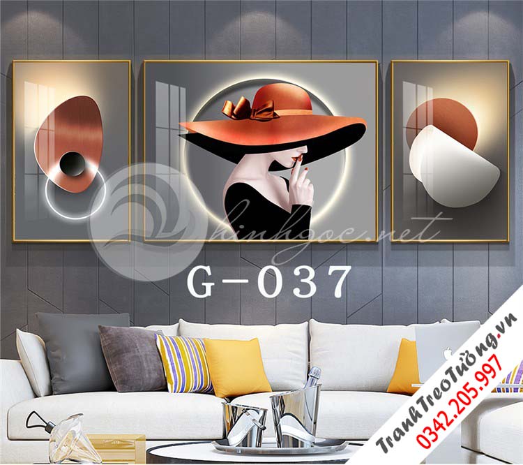 Bộ 3 bức tranh Cô gái đối xứng nghệ thuật M13