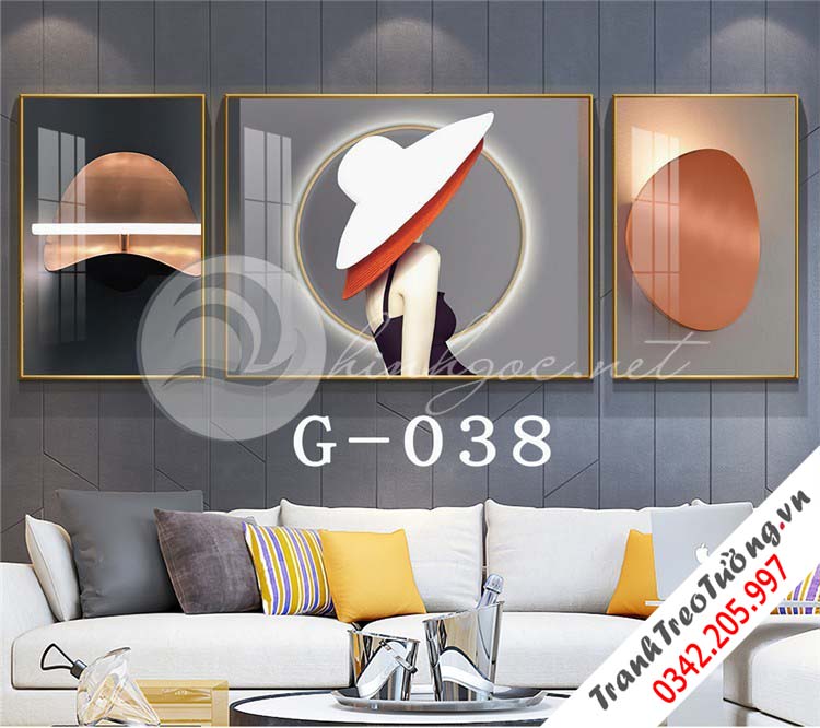 Bộ 3 bức tranh Cô gái đối xứng nghệ thuật M14