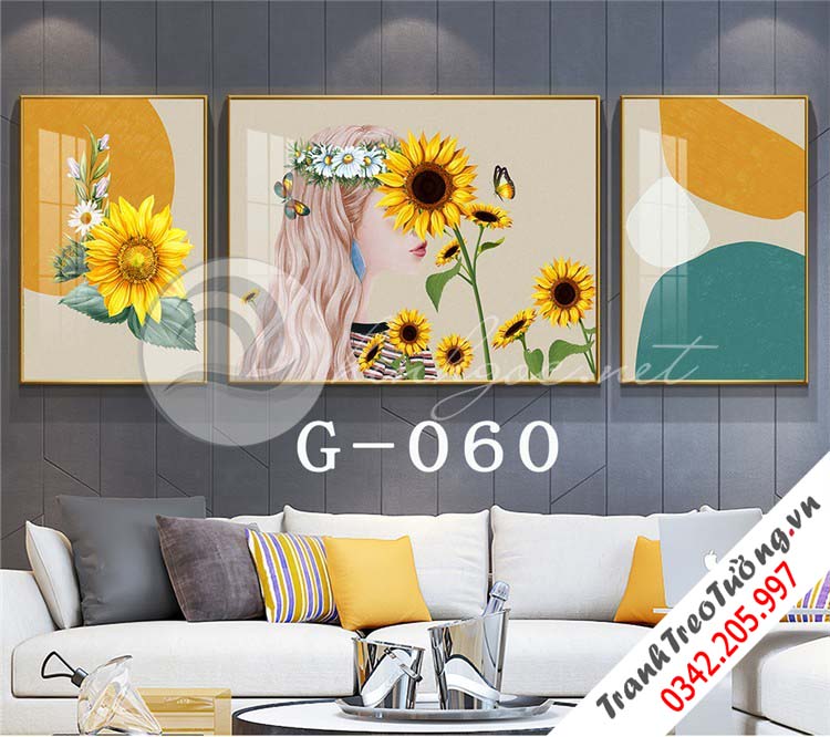 Bộ 3 bức tranh Cô gái đối xứng nghệ thuật M16