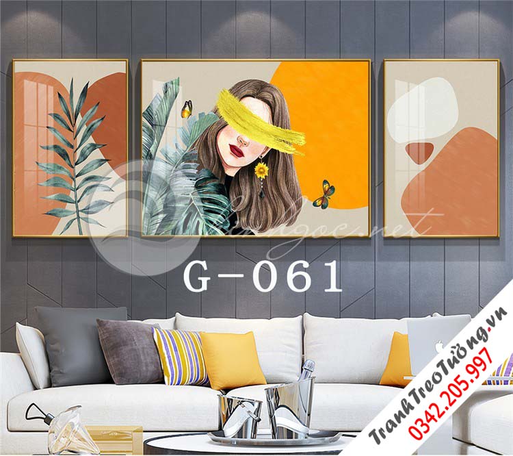 Bộ 3 bức tranh Cô gái đối xứng nghệ thuật M17
