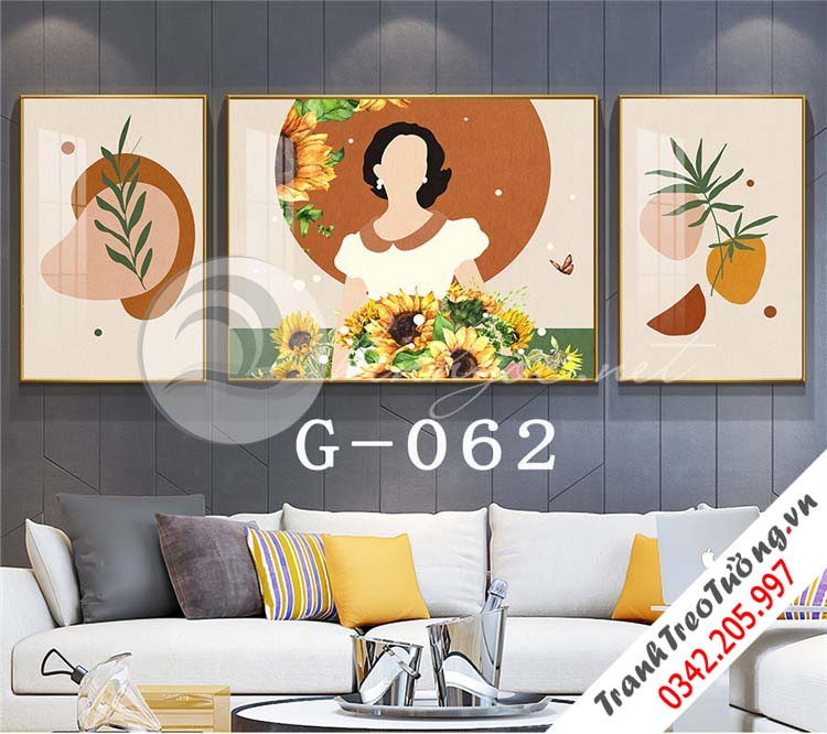 Bộ 3 bức tranh Cô gái đối xứng nghệ thuật M18