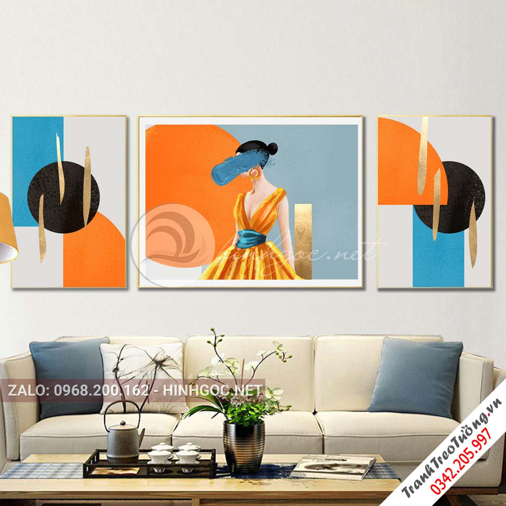 Bộ 3 bức tranh Cô gái đối xứng nghệ thuật M2