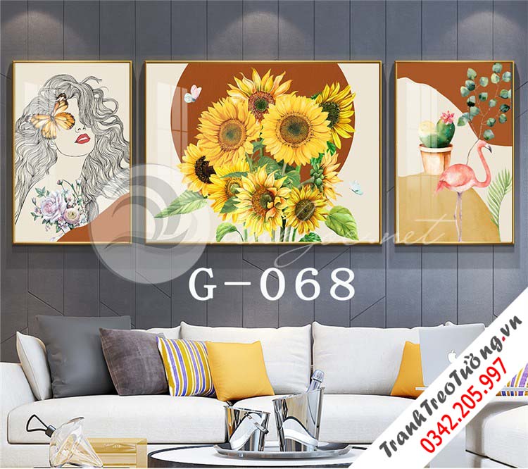 Bộ 3 bức tranh Cô gái đối xứng nghệ thuật M22