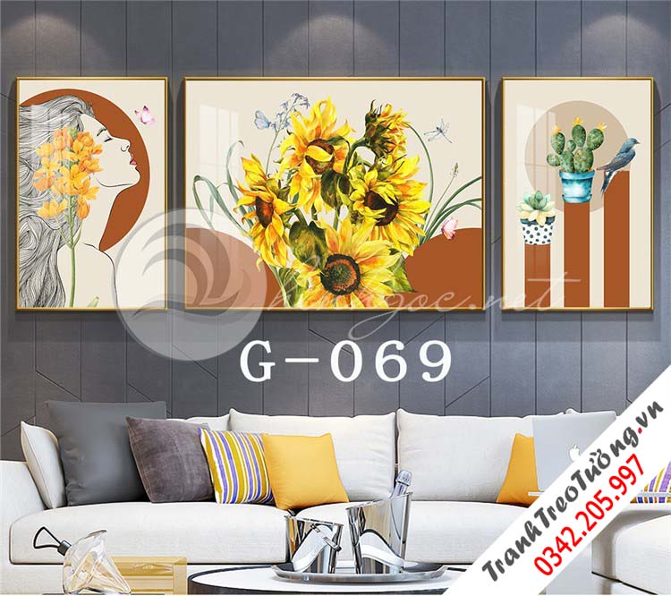 Bộ 3 bức tranh Cô gái đối xứng nghệ thuật M23