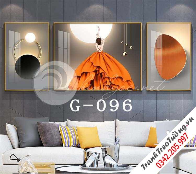 Bộ 3 bức tranh Cô gái đối xứng nghệ thuật M26