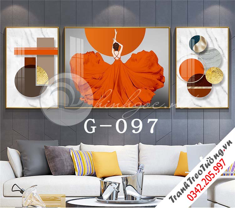 Bộ 3 bức tranh Cô gái đối xứng nghệ thuật M27