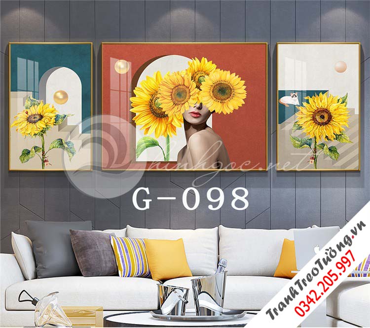 Bộ 3 bức tranh Cô gái đối xứng nghệ thuật M28