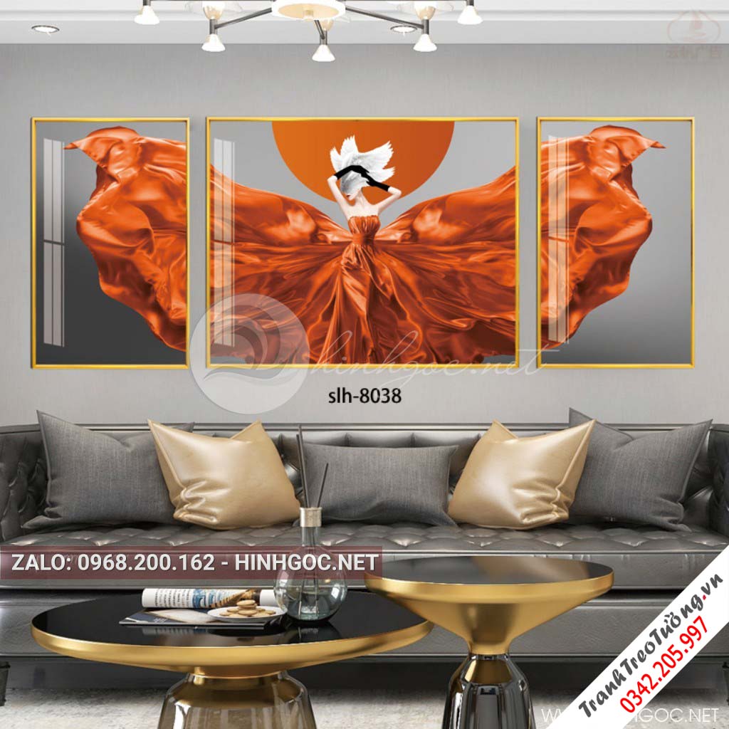 Bộ 3 bức tranh Cô gái đối xứng nghệ thuật M29