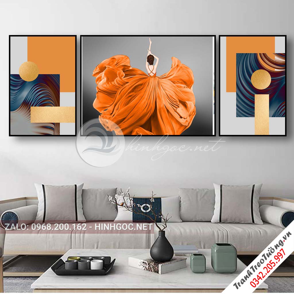 Bộ 3 bức tranh Cô gái đối xứng nghệ thuật M3