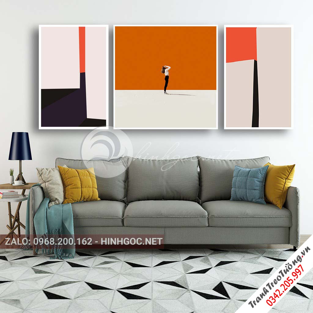 Bộ 3 bức tranh Cô gái đối xứng nghệ thuật M8
