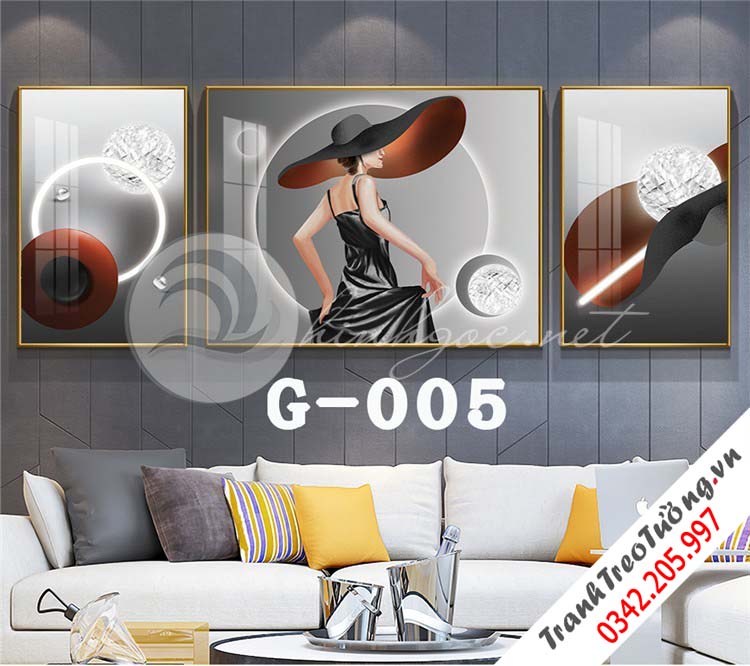 Bộ 3 bức tranh Cô gái đối xứng nghệ thuật M9