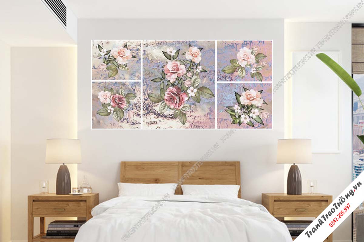 Bộ 3 tranh Hoa ghép Nghệ Thuật M110