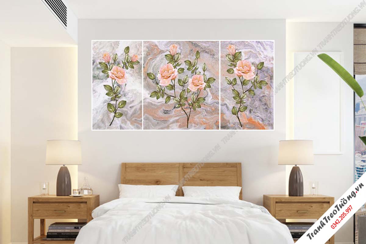 Bộ 3 tranh Hoa ghép Nghệ Thuật M115