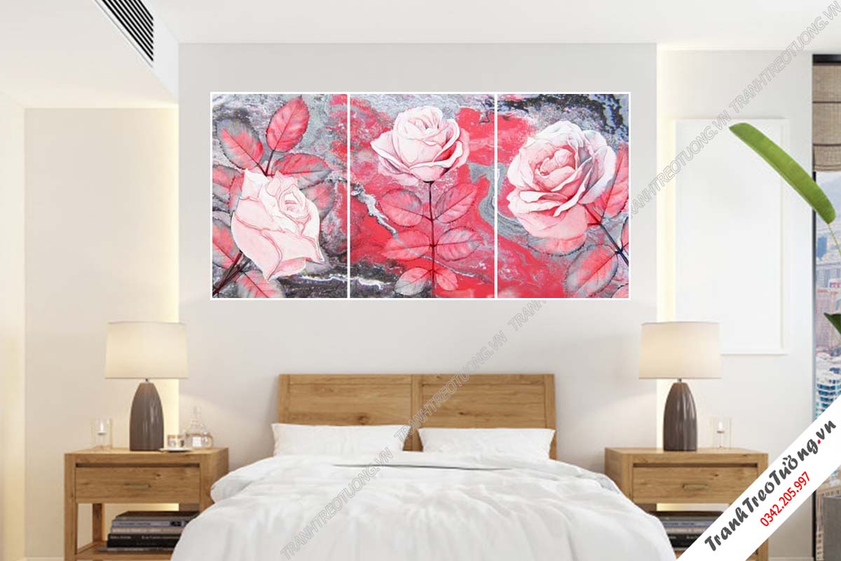 Bộ 3 tranh Hoa ghép Nghệ Thuật M121
