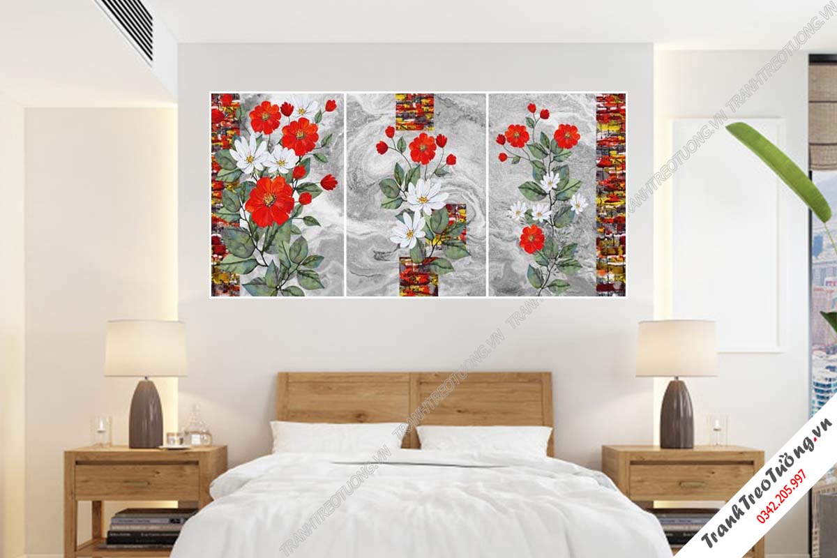 Bộ 3 tranh Hoa ghép Nghệ Thuật M137