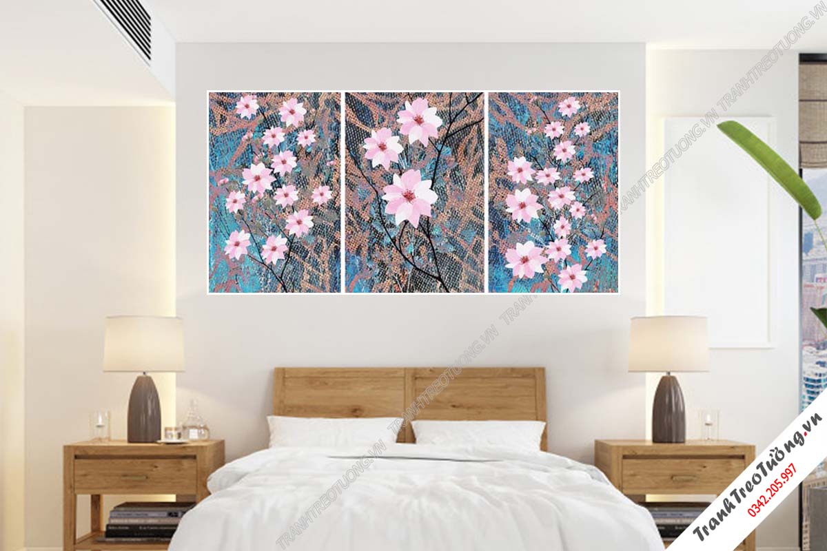 Bộ 3 tranh Hoa ghép Nghệ Thuật M138