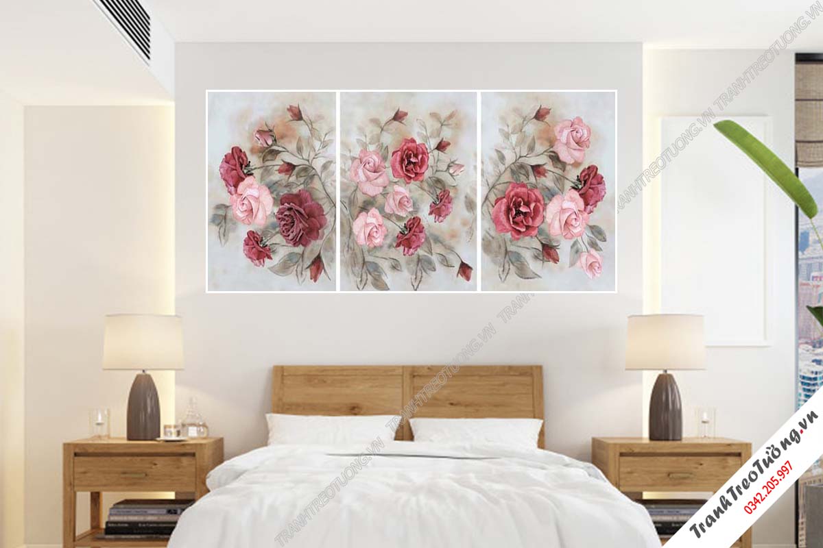 Bộ 3 tranh Hoa ghép Nghệ Thuật M32