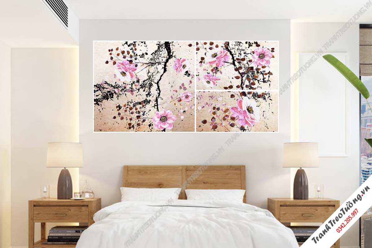 Bộ 3 tranh Hoa ghép Nghệ Thuật M55