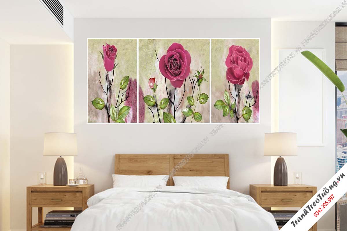 Bộ 3 tranh Hoa ghép Nghệ Thuật M77