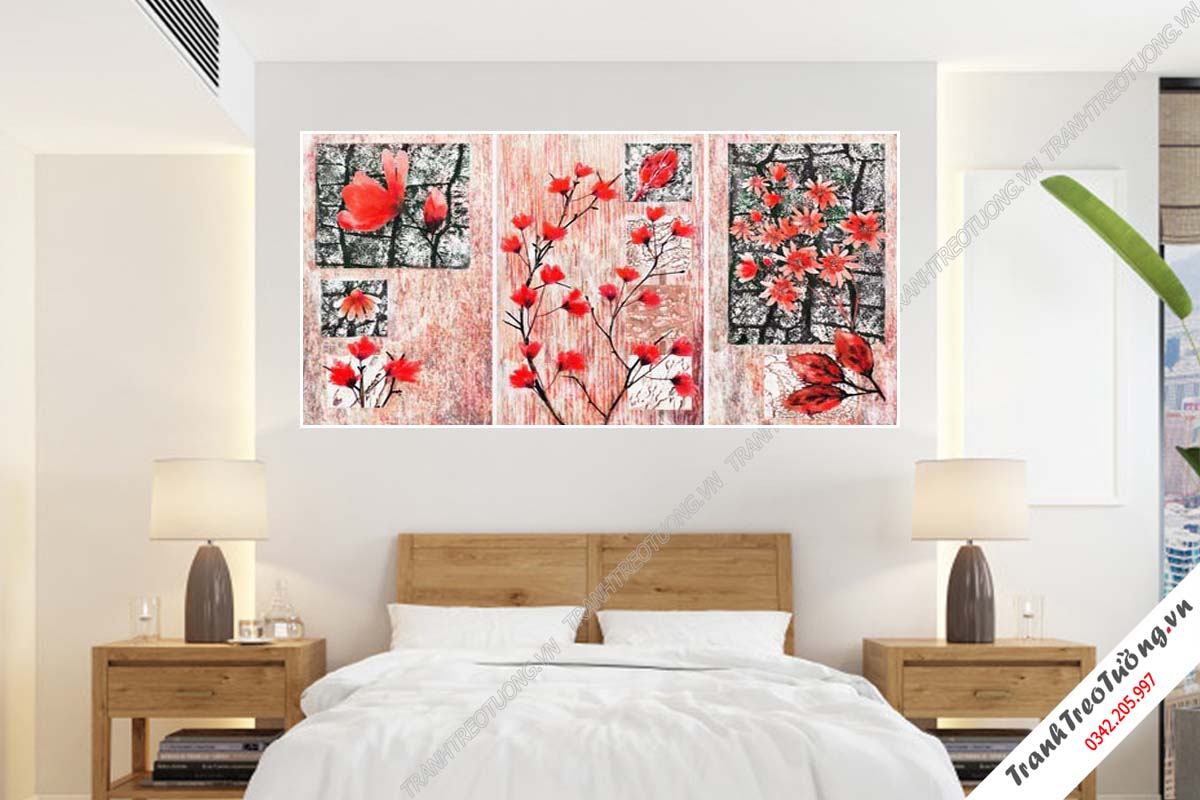 Bộ 3 tranh Hoa ghép Nghệ Thuật M93