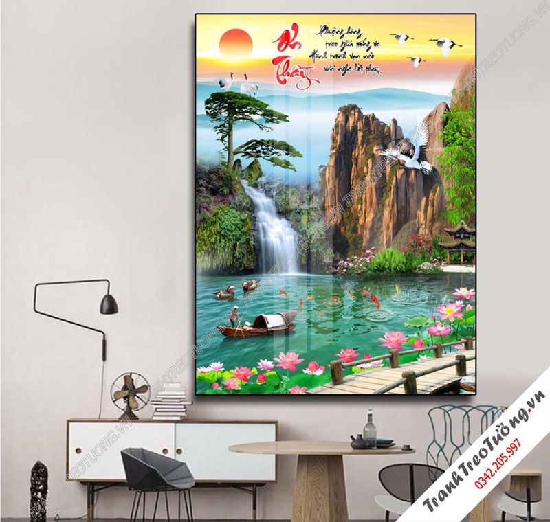 Tranh đứng Sơn Thủy Hữu Tình M13