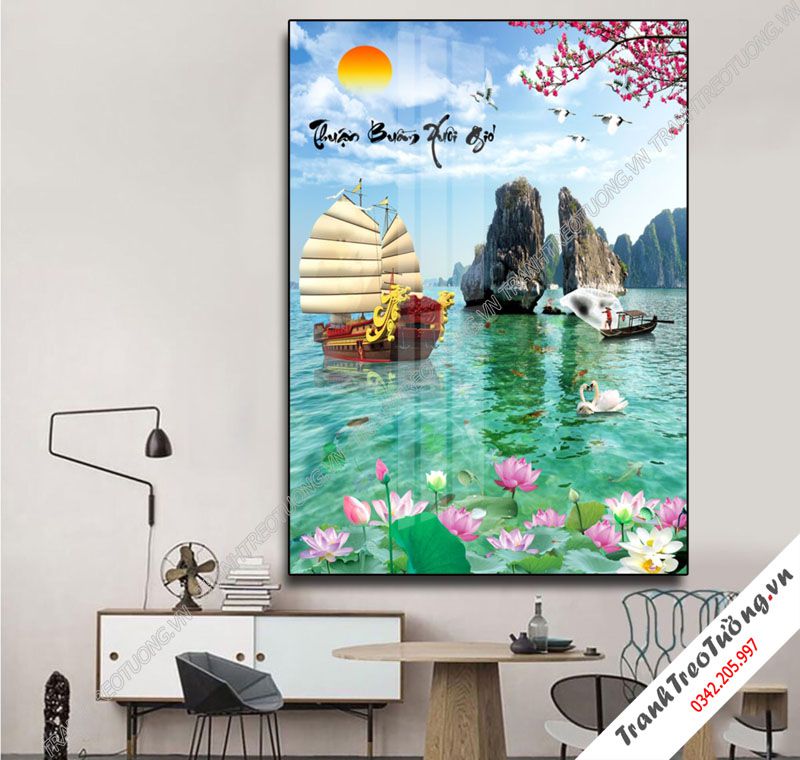 Tranh đứng Sơn Thủy Hữu Tình M15
