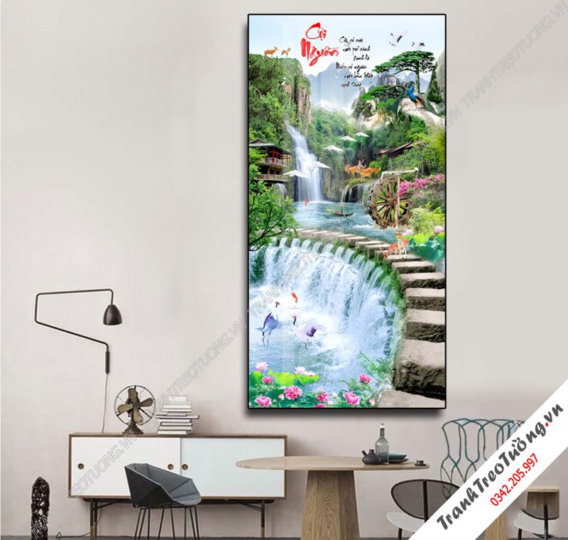 Tranh đứng Sơn Thủy Hữu Tình M8