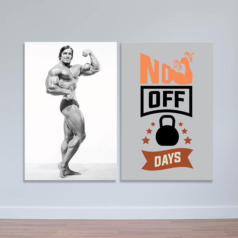 Trọn bộ 2 tranh slogan phòng thể hình “No off day” M1