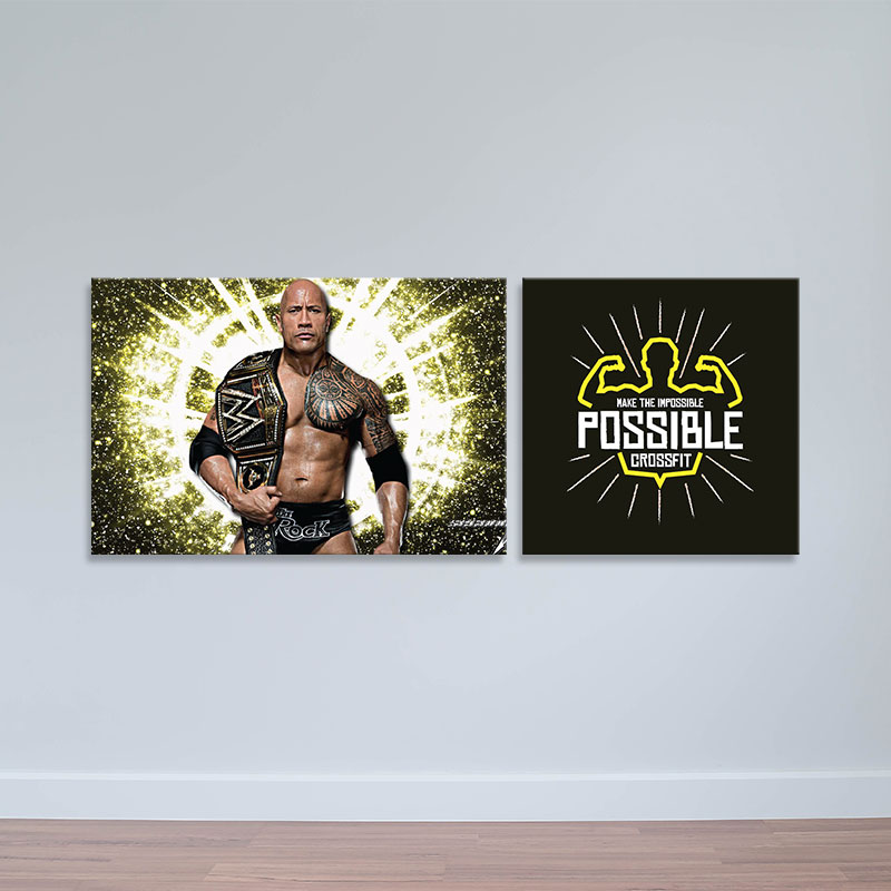 Combo 2 tranh slogan phòng thể hình “Make the impossible” M1