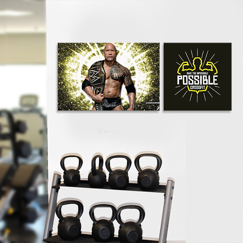 Combo 2 tranh slogan phòng thể hình “Make the impossible” M1