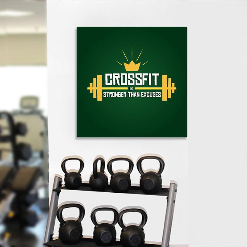 Tranh gym chất lượng cao “Crossfit is strongger than excuses” M1