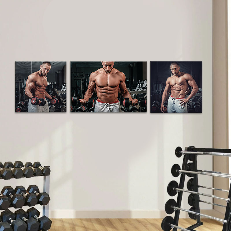 Bộ 3 tranh Gym  “Nâng tạ tập tay”   M4