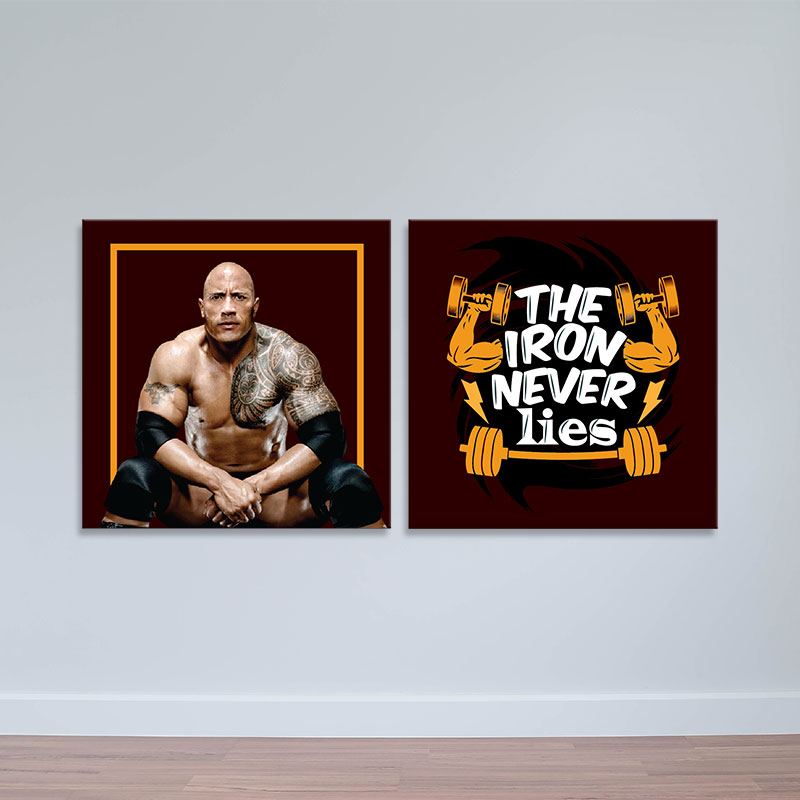 Bộ 2 tranh vuông Dwayne Douglas Johnson (The Rock) “The iron never lies”  M1