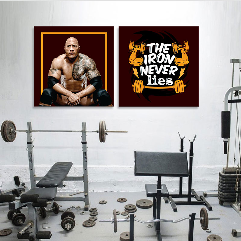 Bộ 2 tranh vuông Dwayne Douglas Johnson (The Rock) “The iron never lies”  M1