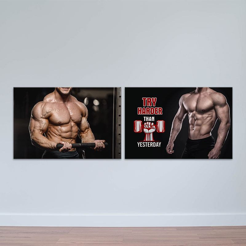 Bộ 2 tranh Gym “Try harder than yesterday”   M4