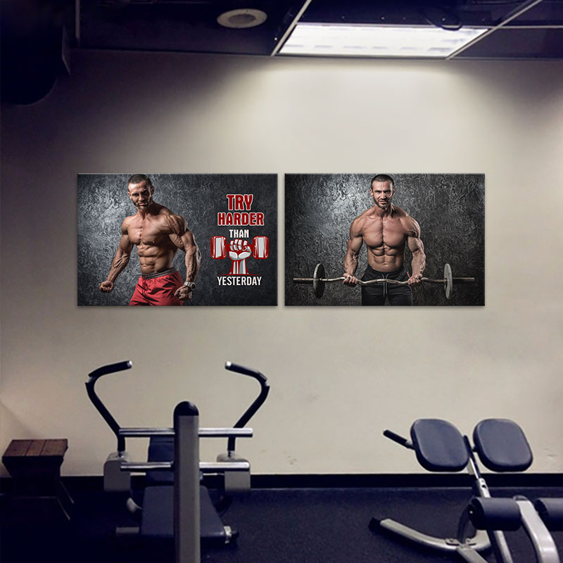 Bộ 2 tranh Gym “Try harder than yesterday” M4