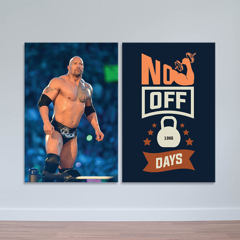 Trọn bộ 2 ảnh phòng gym đẹp “Dwayne Douglas Johnson – No off day” M1