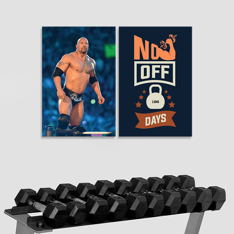 Trọn bộ 2 ảnh phòng gym đẹp “Dwayne Douglas Johnson – No off day” M1