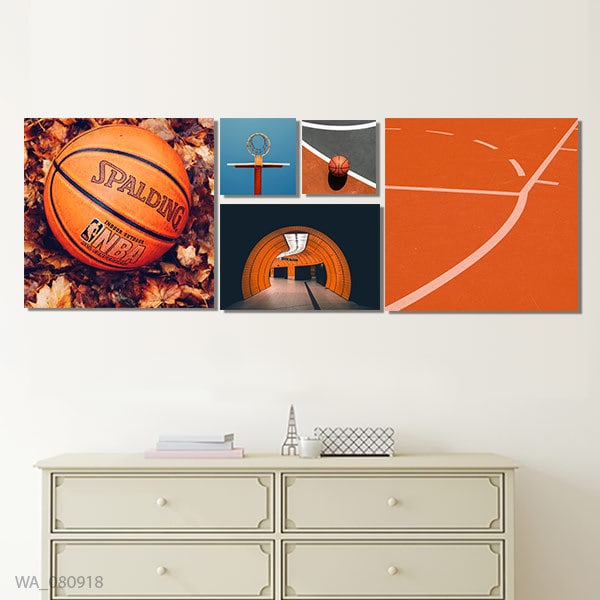Bộ 5 tranh trang trí Basketball W491 M5