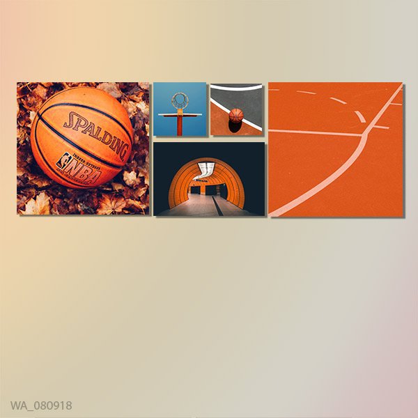 Bộ 5 tranh trang trí Basketball W491 M5