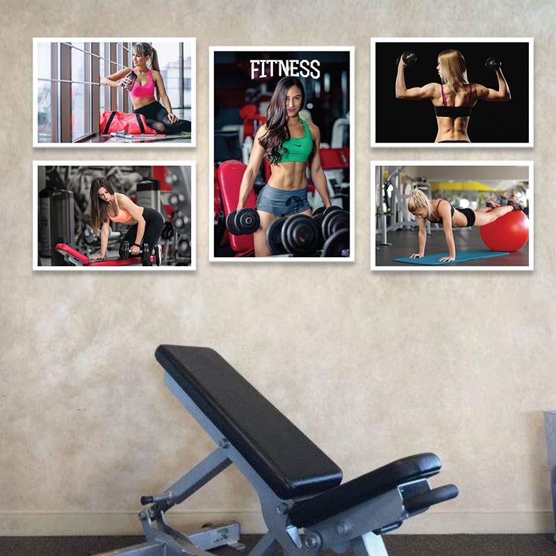 Bộ 5 tranh tập luyện Fitness nữ M4