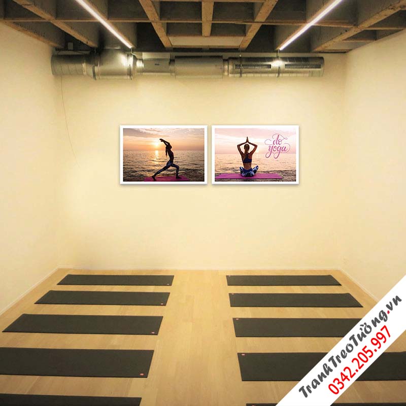 Bộ 2 tranh treo tường phòng Yoga “Tĩnh tâm với thiên nhiên” M1