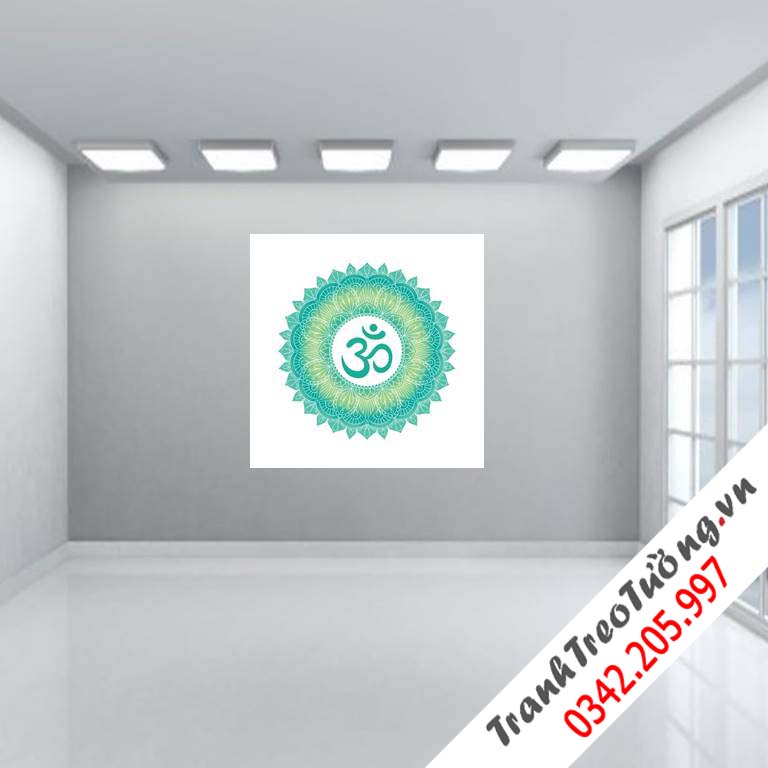 Tranh treo tường chữ Om tông màu xanh: Tâm tịnh – W6701 M1
