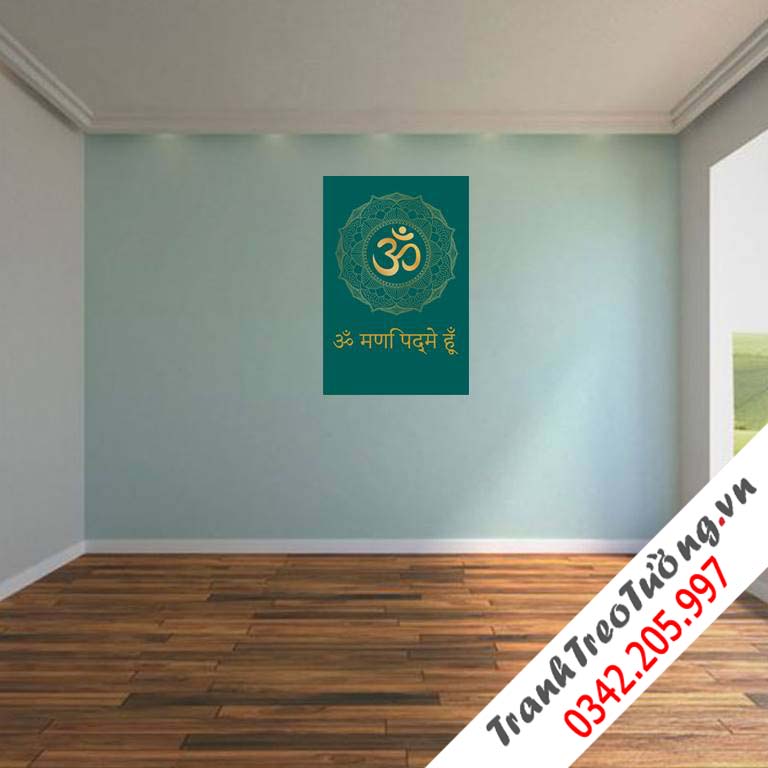 Tranh treo phòng tập yoga chữ Om Mani Padme Hum – W6698 M1