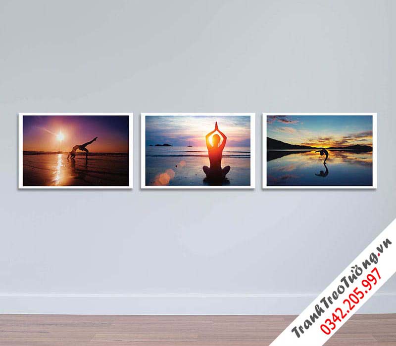 Bộ 3 Tranh yoga trên biển M2